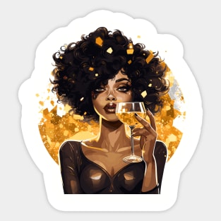 Afrocentric Woman With Glass Sticker